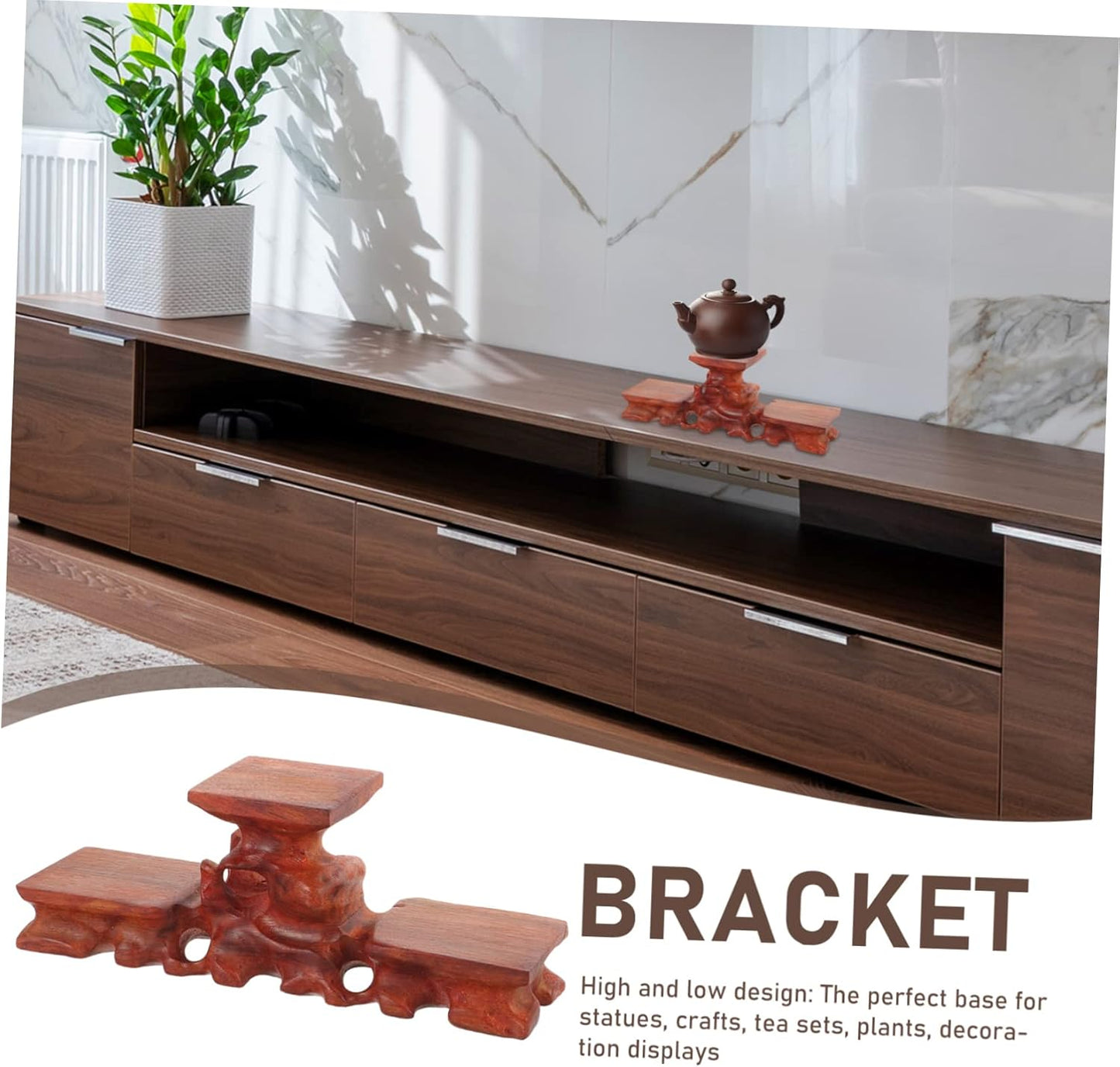 PRETYZOOM Wooden Display Base Base Stand for Decor Vase Stand Teapot Riser Craft Display