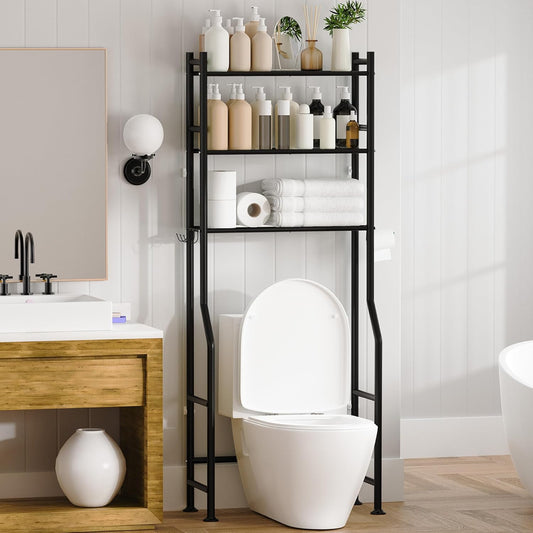 3-Tier Over Toilet Storage with Anti-Tilt Safety System - 150lb Total 
