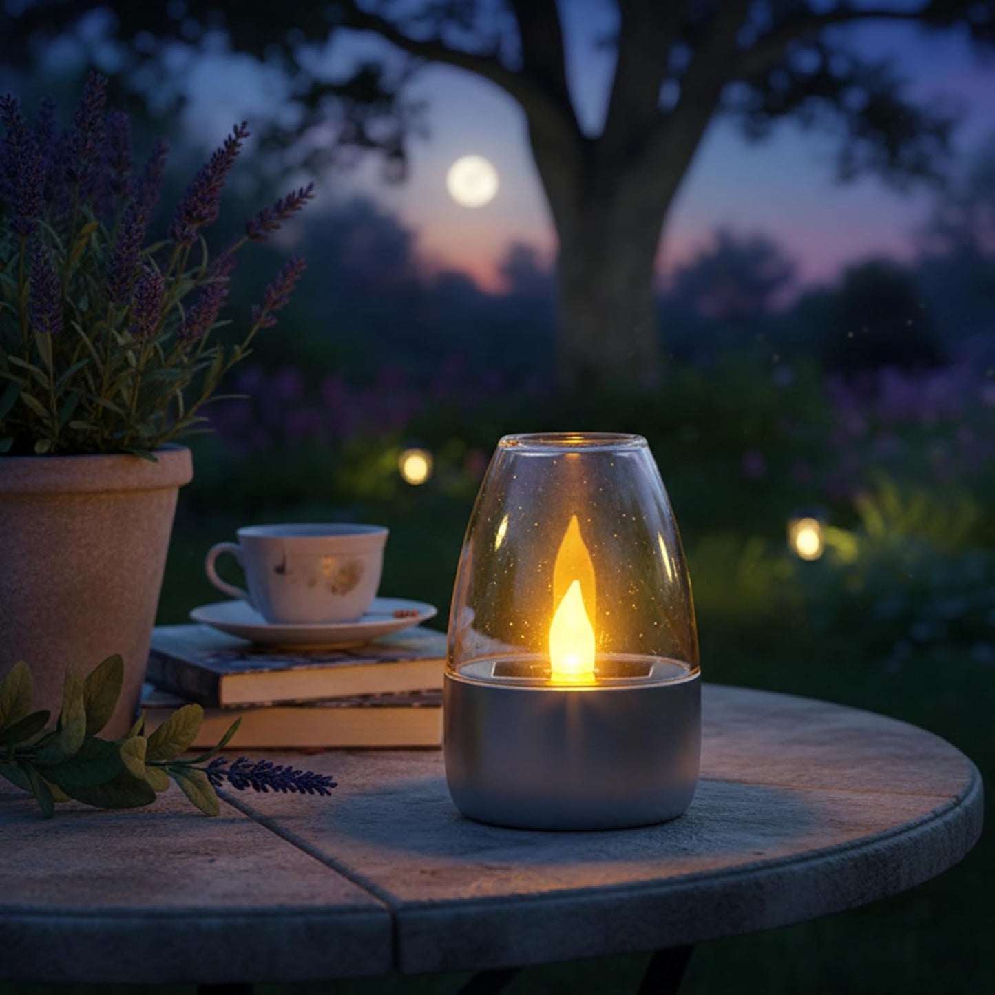 2 Pack Solar Candle Lights, Waterproof Ambiance Outdoor Candles 2.4x3.5 Inch Garden Solar Lights for Indoor Outdoor