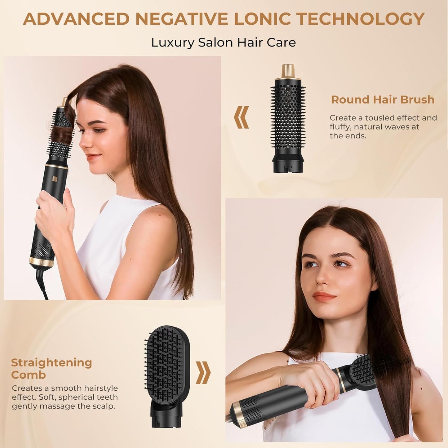 5 in 1 Hair Dryer Brush Set, Negative Ion Blow Dryer Brush Upgrade Hot
