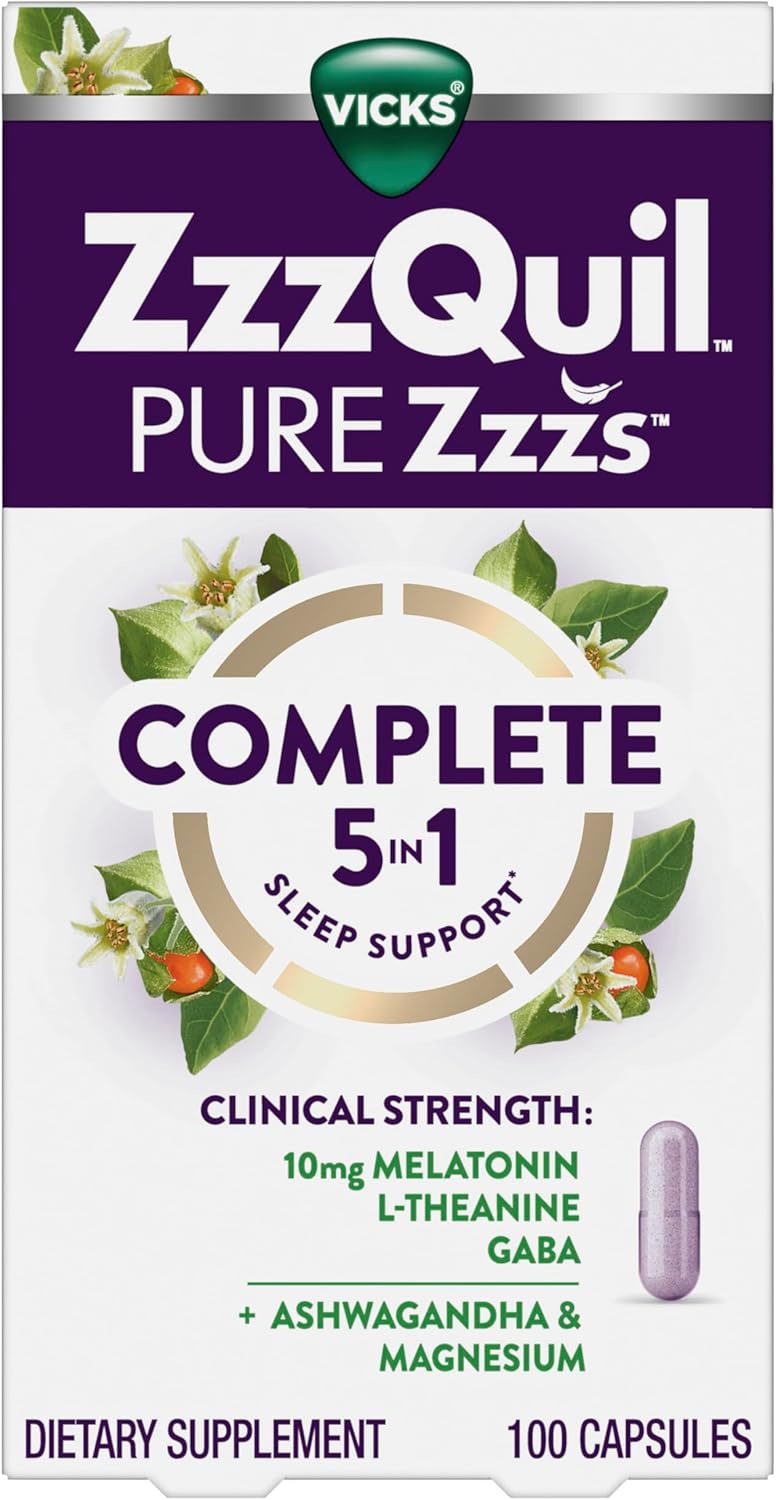 ZzzQuil Pure Zzzs Complete Sleep, Melatonin 10mg, L-Theanine, GABA, wi