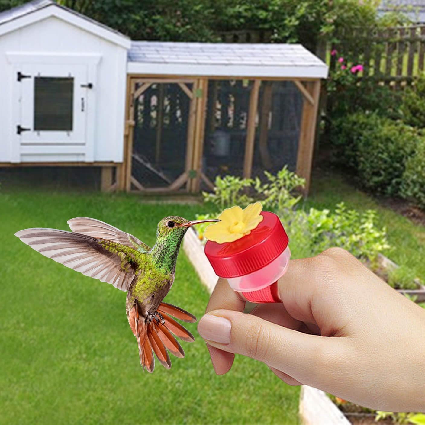 3 Pieces Handheld Hummingbird Ring, Outdoor Mini Hummingbird Handheld Feeder, with Flower Bird Feeder Ring, with Adjustable Strap of Hand Held Wild Bird Feeders Bird Perching Feeding Tools…