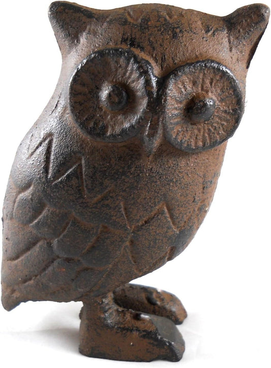Cast Iron Owl Figurine Statue - Brown 4.5" Tall