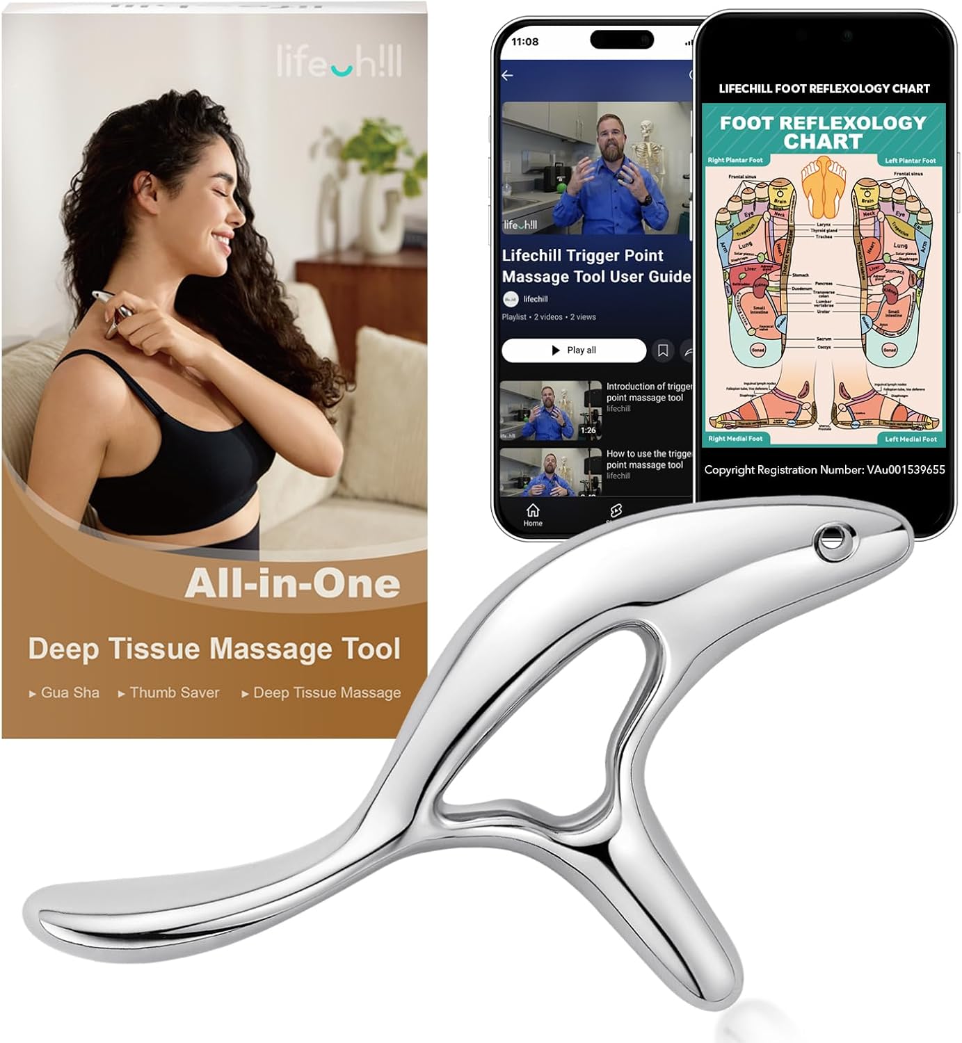 lifechill Trigger Point Massage Tool for Deep Tissue Massage & Gua Sha
