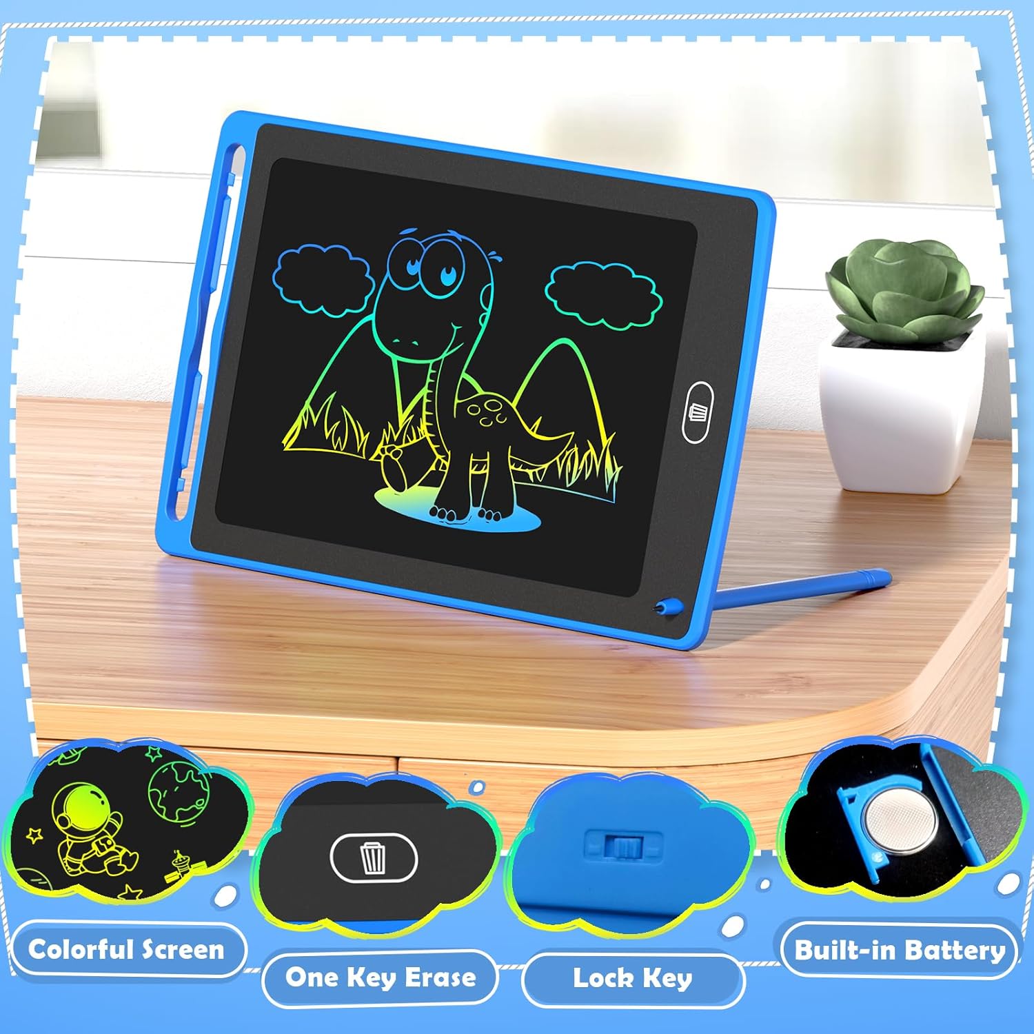 4 Pack LCD Writing Tablet for Kids, 8.5 Inch Colorful Doodle Board Dra