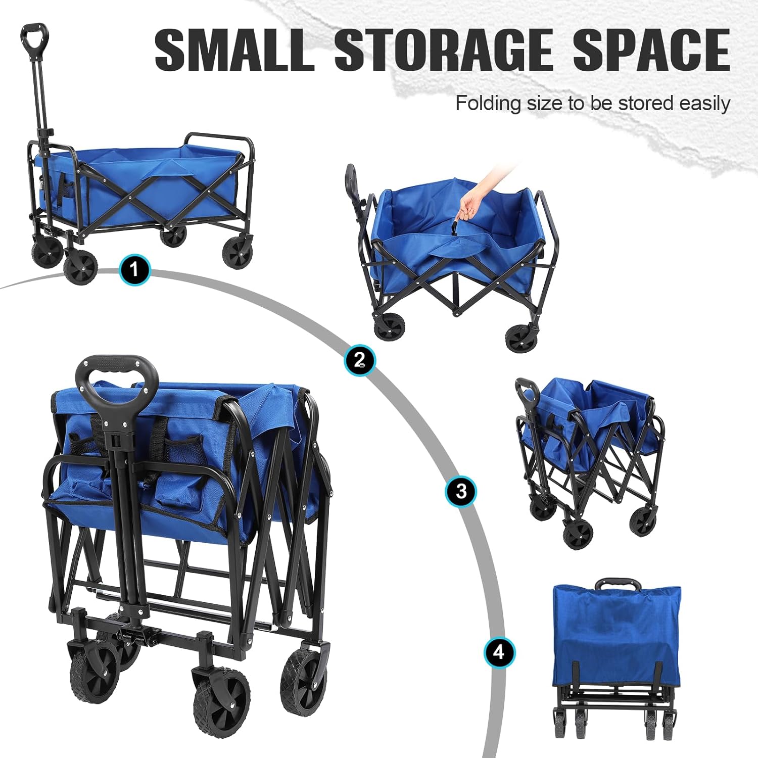 Beach Wagon with Big Wheels for Sand,Collapsible Folding All Terrain U