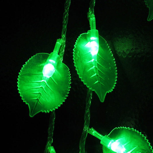 Solar Green Leaf String Lights,20LEDs 8Ft Solar Powered Fairy Lights String Lights for Bar,Restaurant,Home,Gardens,Park,Patios Decoration,Party,Wedding,Xmas,Chinese New Year,Spring Festival.