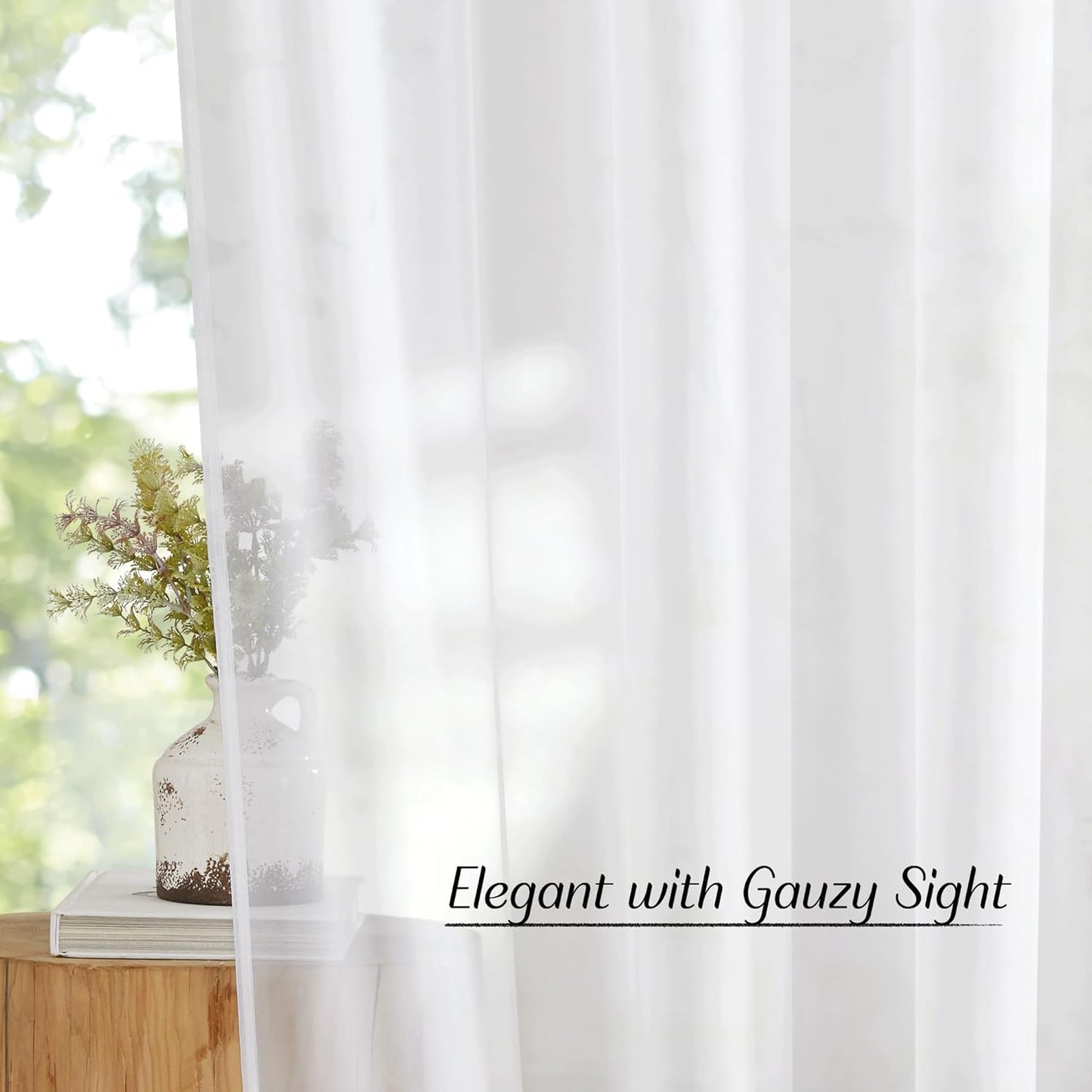 NICETOWN White Sheer Curtains 84 inches Long - Home Decoration Grommet