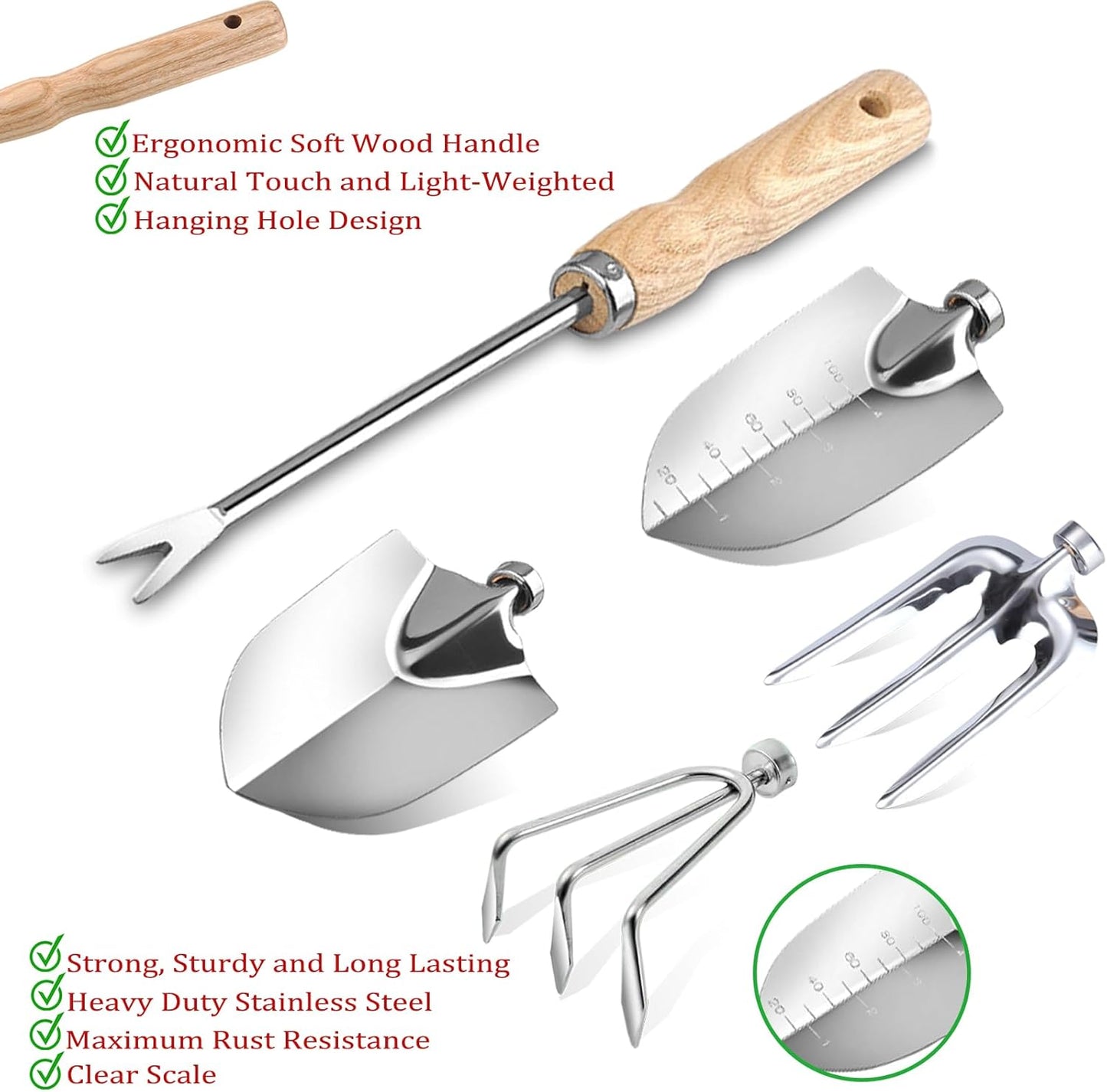 Garden Tool Set, Beswill 12 Pieces Heavy Duty Gardening Hand Tools wit