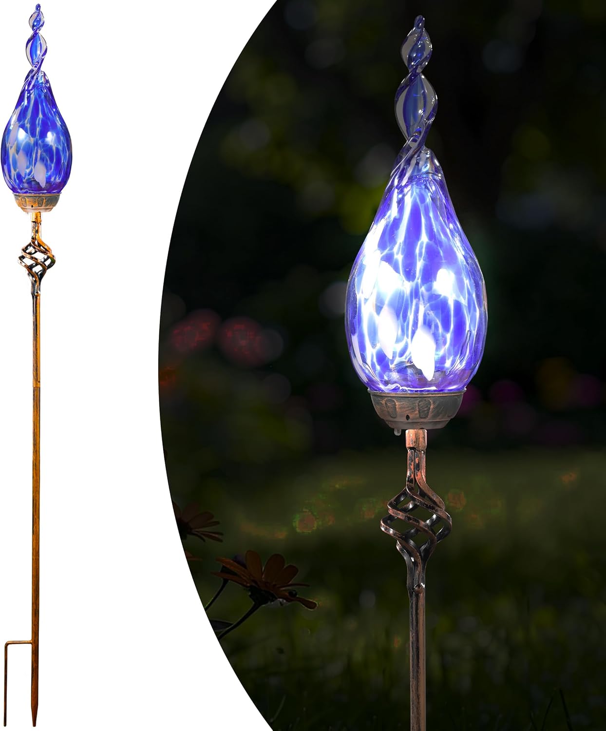 Solar Garden Lights Outdoor, Decorative LED Flame Garden Stakes, Hand 