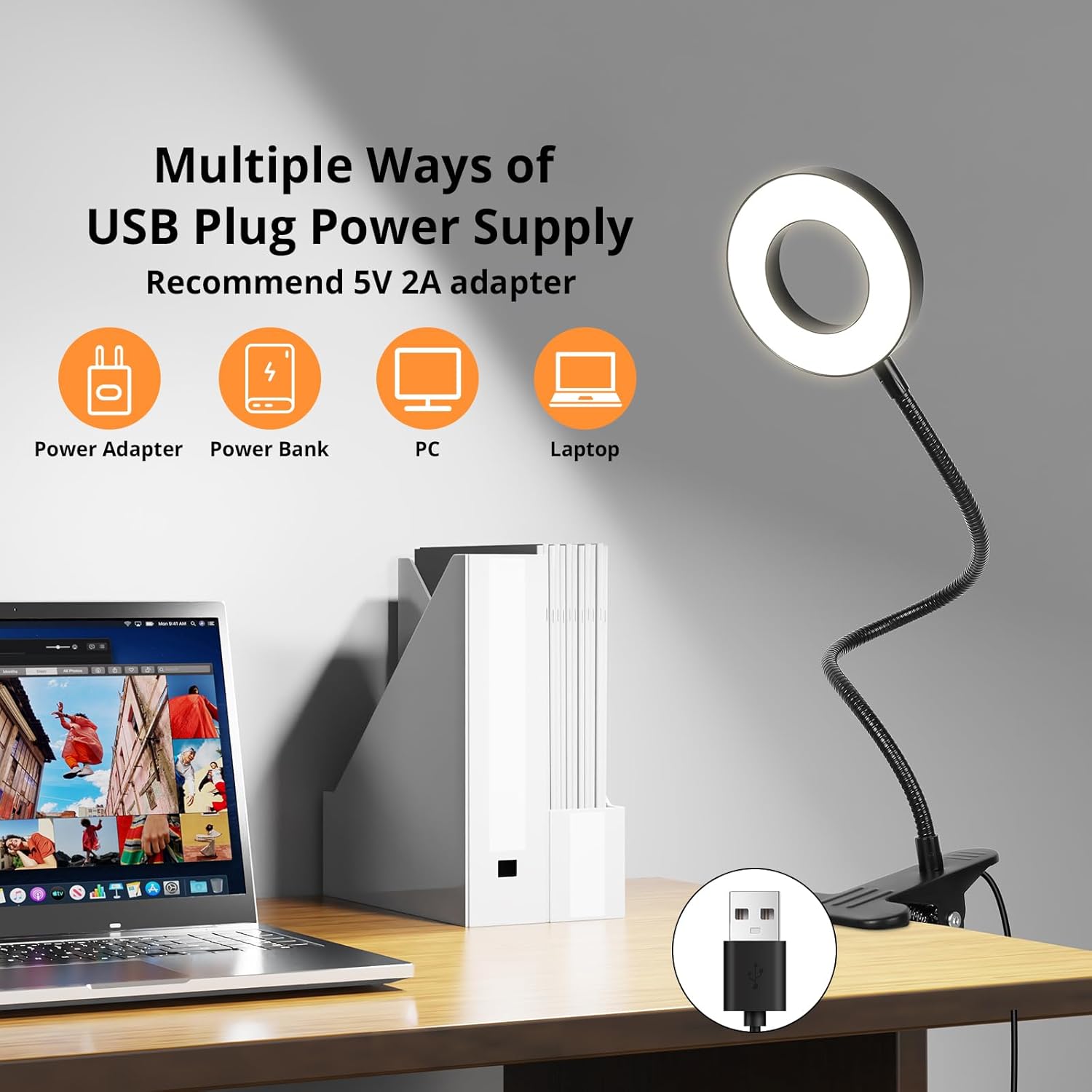 Desk Lamp Clip Light, 10 Dimmable Brightness 3 Light Modes Reading Lig