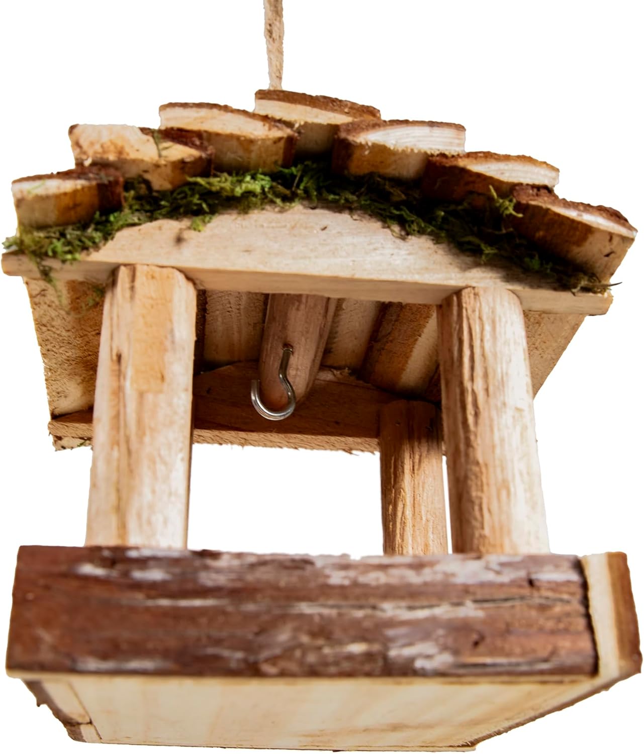 YCHTEWY-Handmade Wooden Outdoor Bird Feeder, 7-Inch, Wild Bird, Ranch Patio Yard Tree Hanging