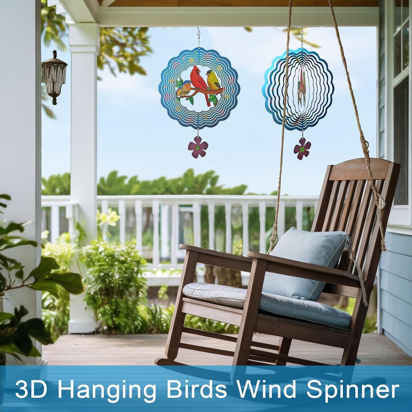 Birds Wind Spinners,3D Cardinal Stainless Steel Hanging Spinner, Wind Catchers Sculpture for Indoor, Outdoor Decor,Yard Art