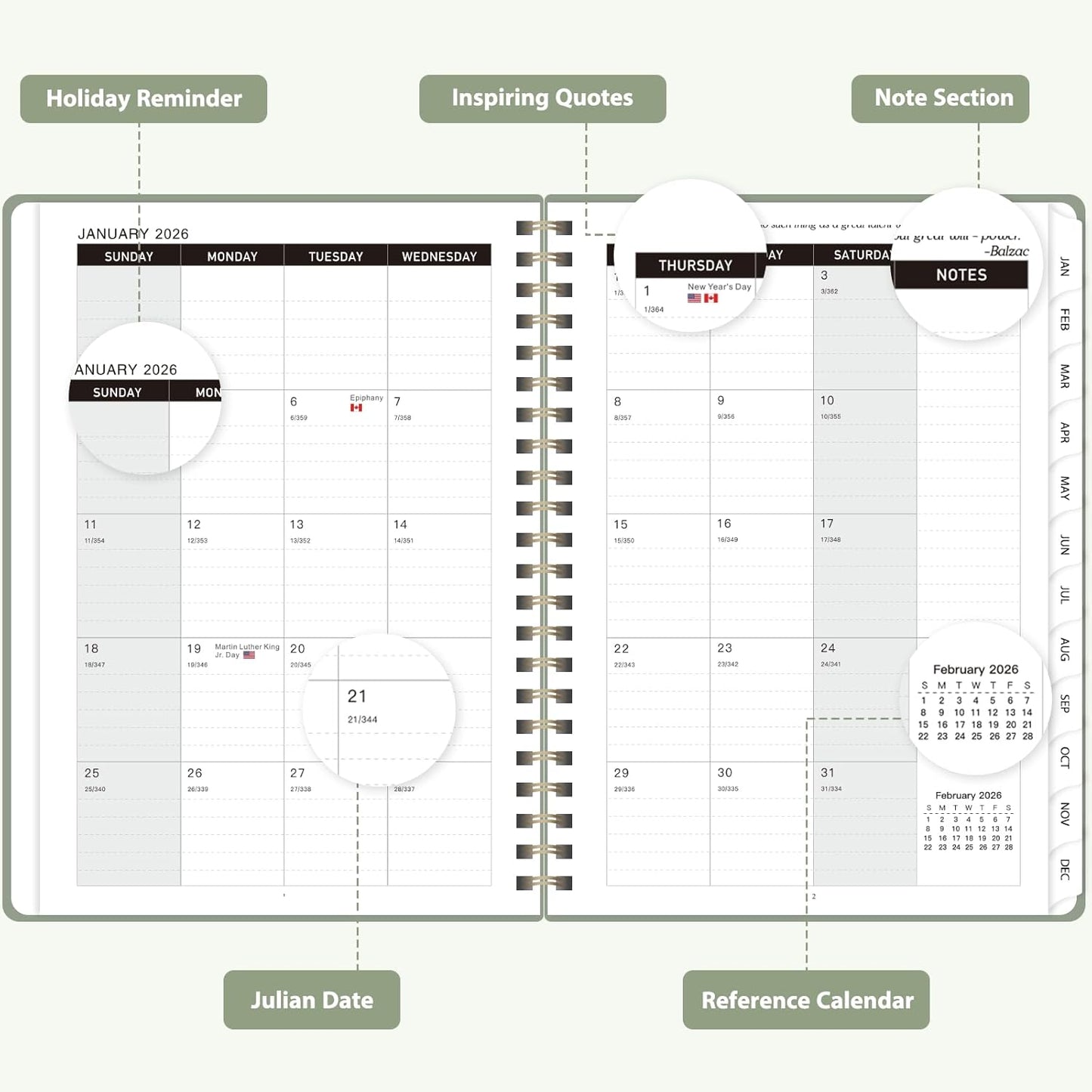 2026 Planner, Weekly and Monthly Calendar Academic Planner, Jan 2026 -