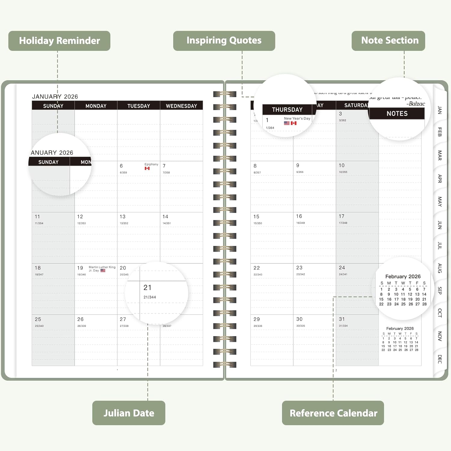 2026 Planner, Weekly and Monthly Calendar Academic Planner, Jan 2026 -