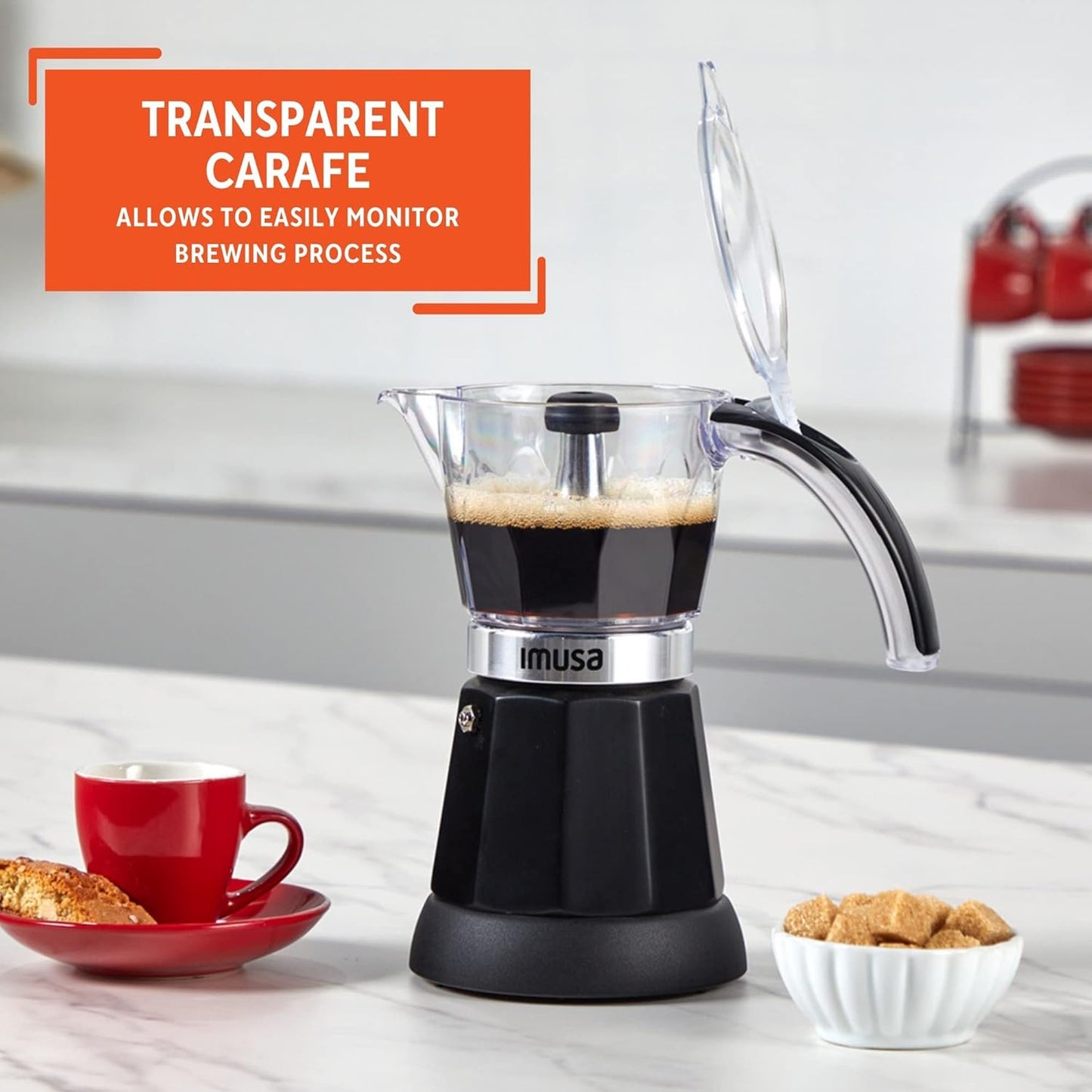 IMUSA 6 or 3 Cup Electric Espresso Maker Black Coffee Machine for Cuban Coffee, Moka and Espresso Drinks