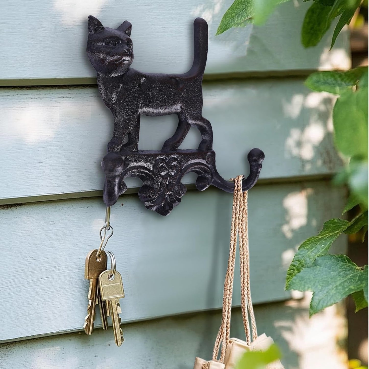 Cast Iron Cat Wall Mounted Hooks,for Wall Decorative Dog Family Key Ho