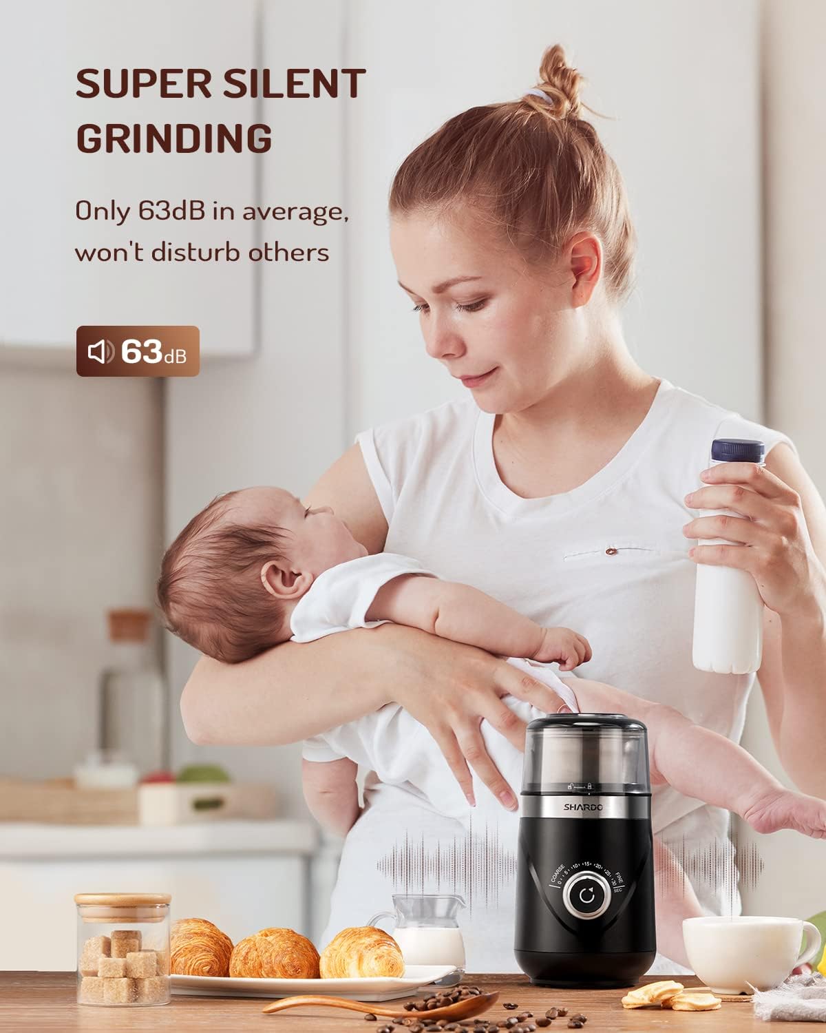 SHARDOR Electric Super Silent Blade Coffee Grinder, Timed Grind Contro