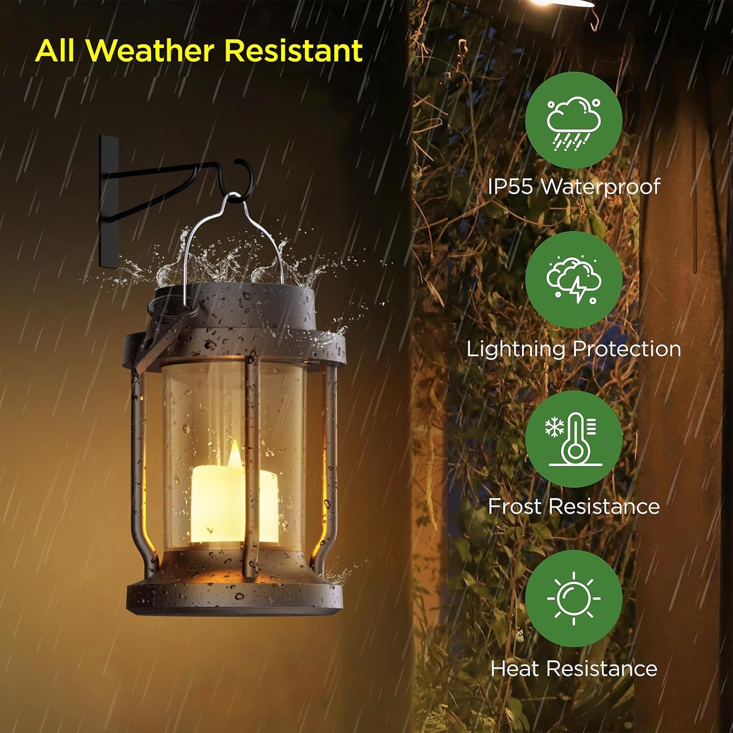 Solar Lantern Outdoor Indoor Use – Hanging Solar Lights with Realistic