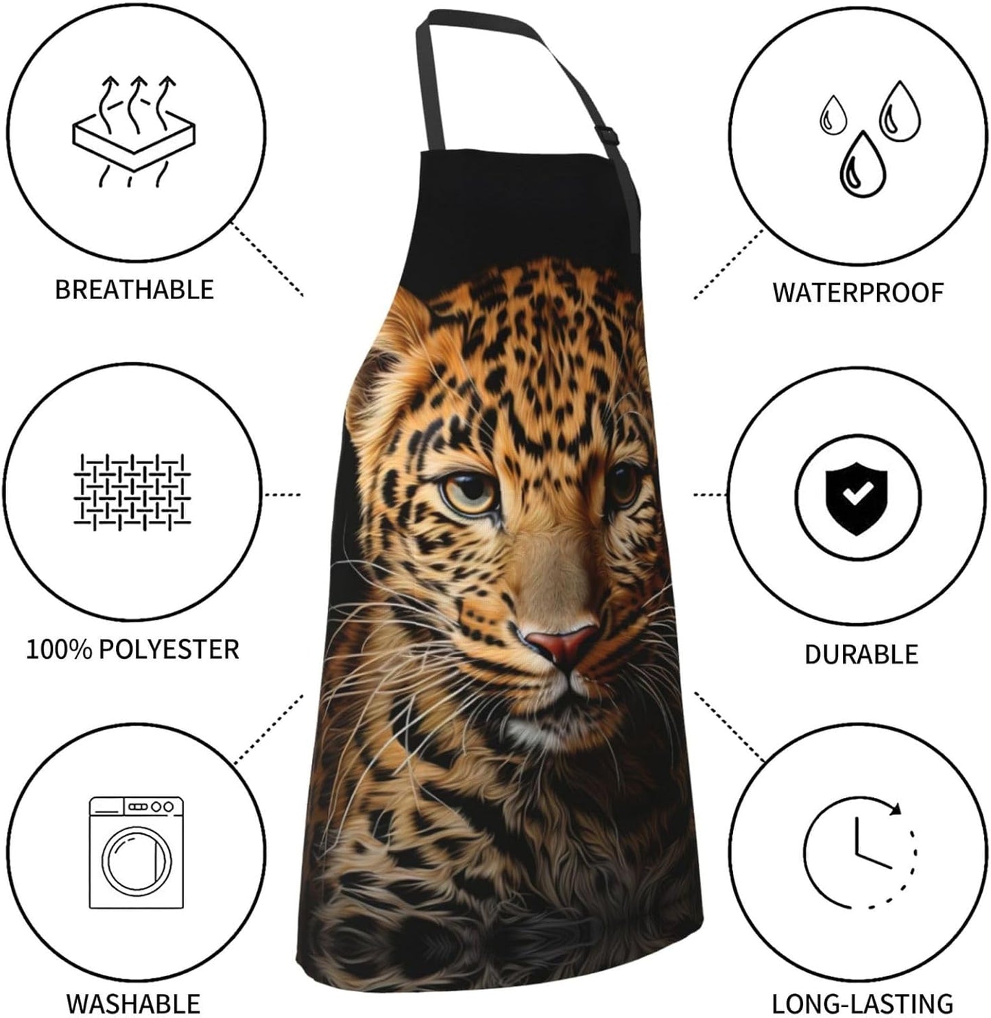 Leopard Print print Waterproof chef's apron with pocket apron for kitc