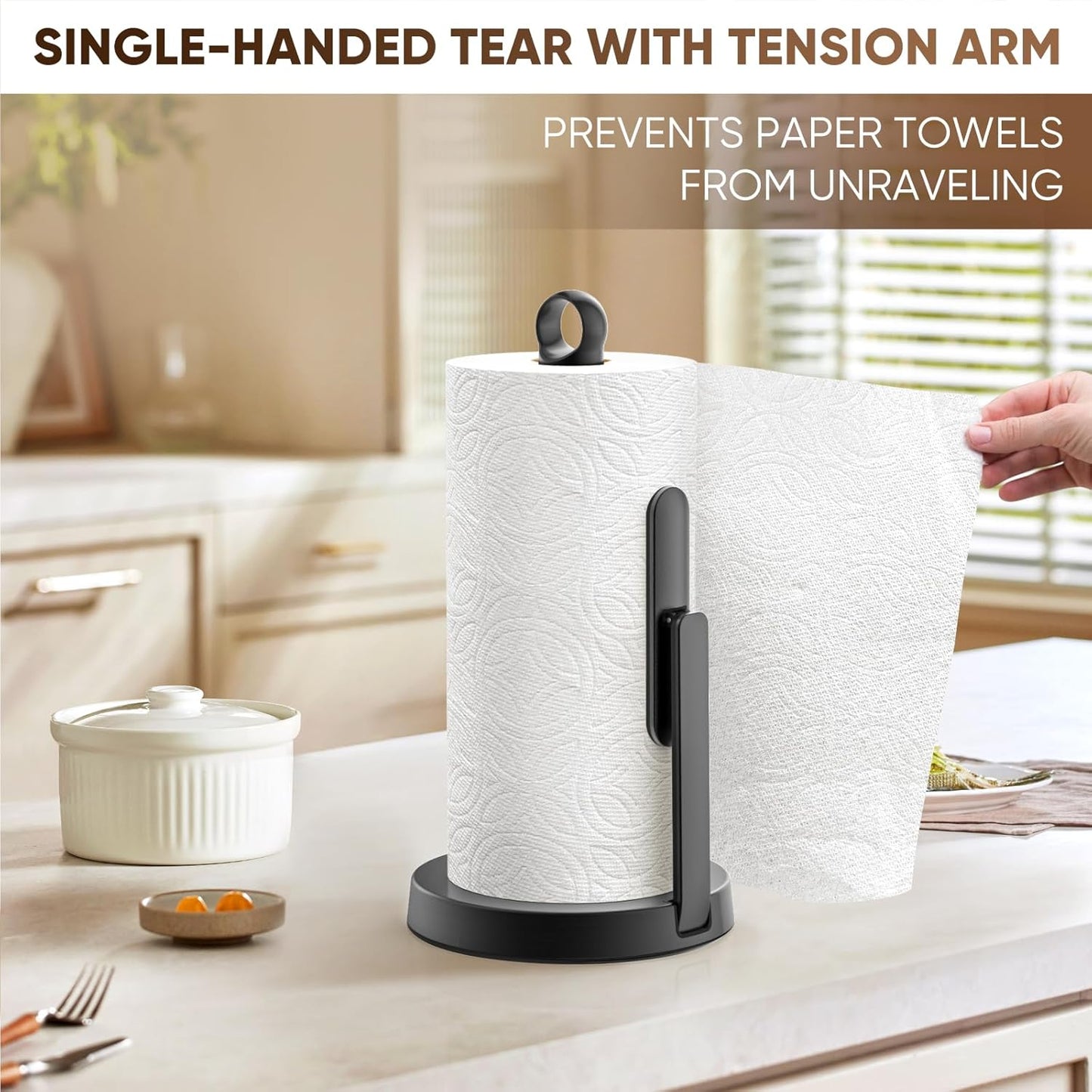theaoo Heavy-Duty Stainless Steel Paper Towel Holder with Tension Arm 
