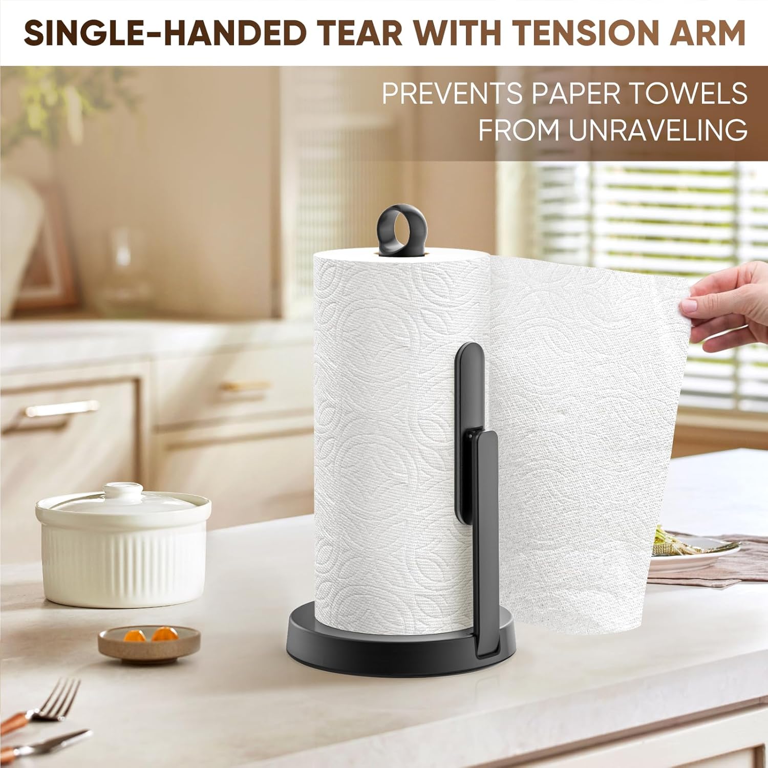 theaoo Heavy-Duty Stainless Steel Paper Towel Holder with Tension Arm 