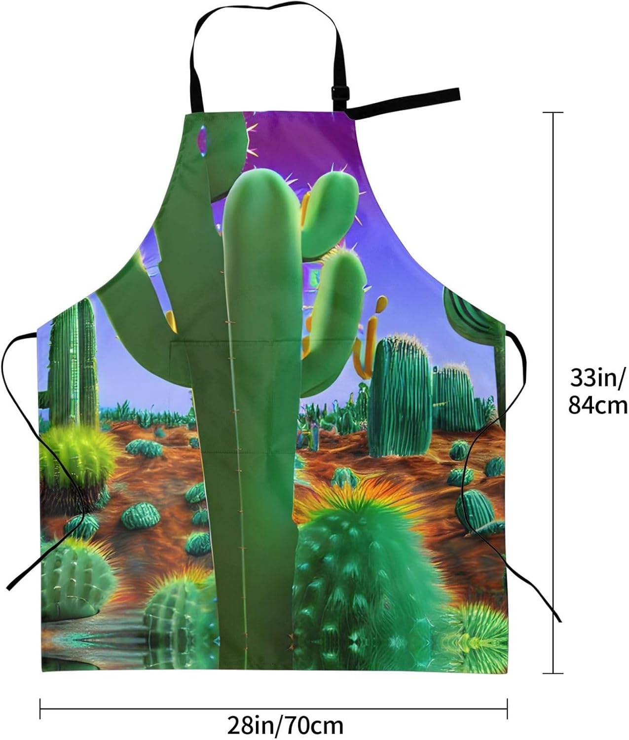 Cactus Desert Print Laundry apron 28x33 In Waterproof Kitchen Apron with Pockets for Cooking Baking