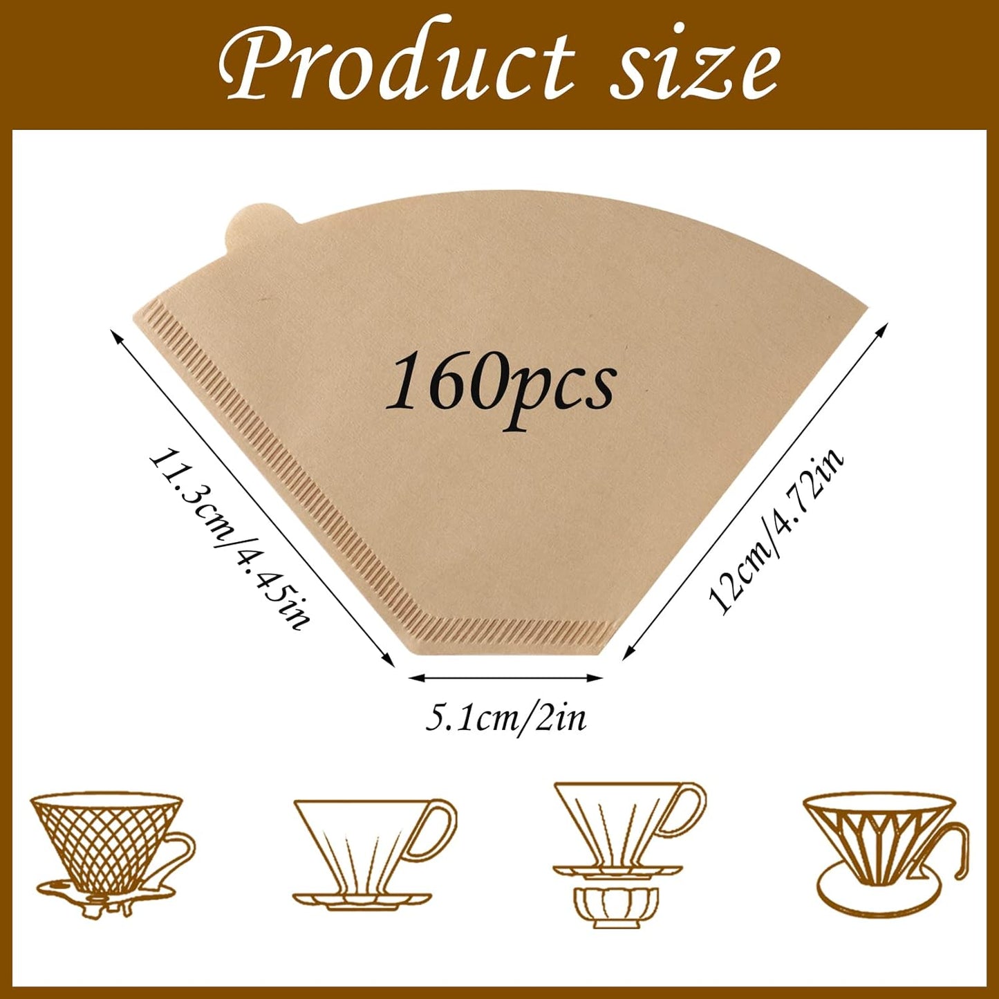 160 Count #4 Cone Coffee Filters 8-12 Cup Disposable Coffee Filters 4 