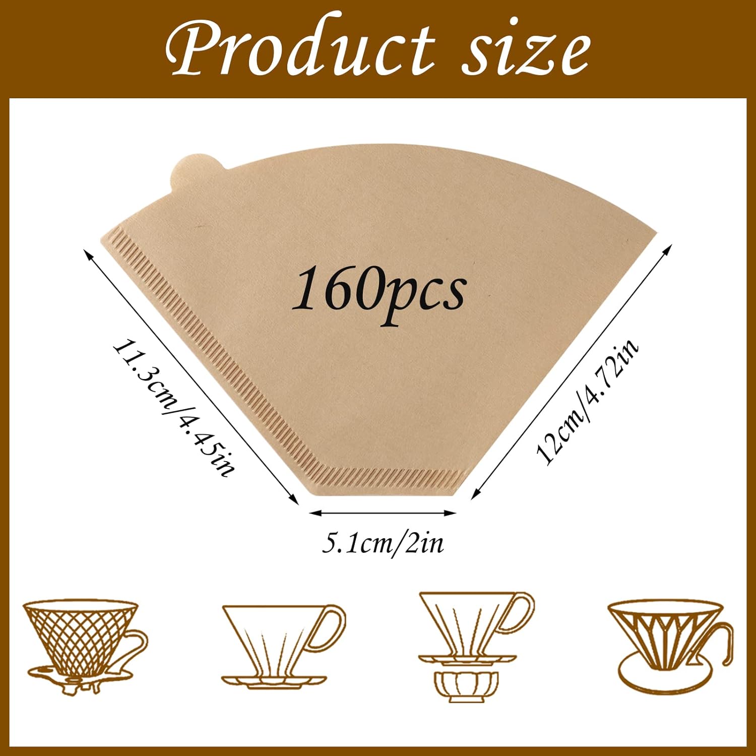 160 Count #4 Cone Coffee Filters 8-12 Cup Disposable Coffee Filters 4 
