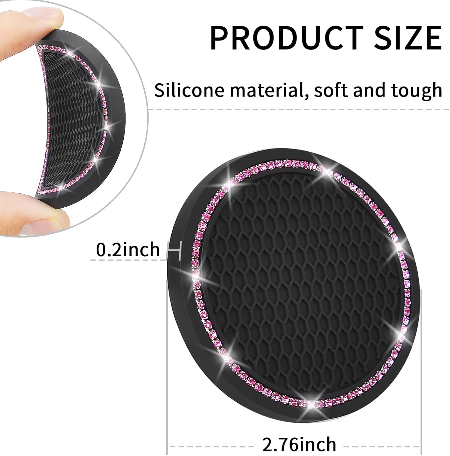 4 Pack Car Coasters, Universal Vehicle Bling Car Coaster, Cute Rhinest