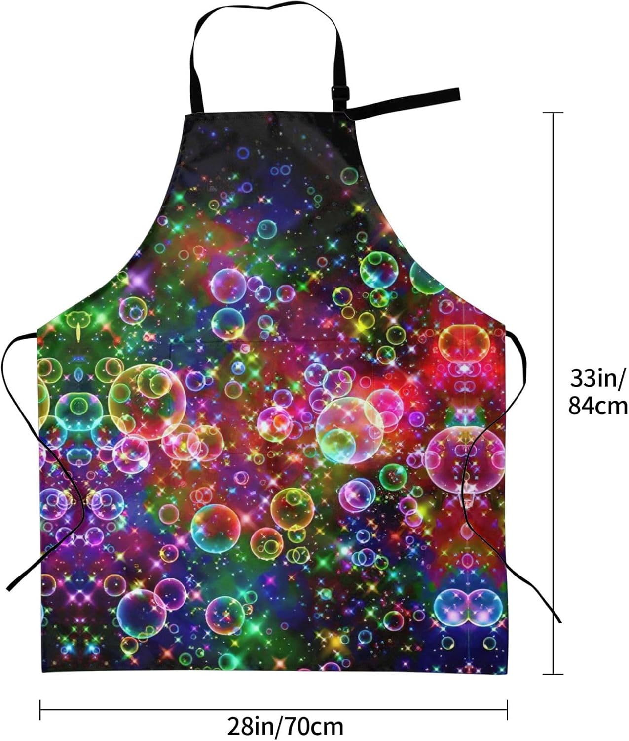 Colorful Rainbow Stars Print 28x33 In Adult Kitchen Apron with Pockets Versatile Chef Smock for Cooking Baking