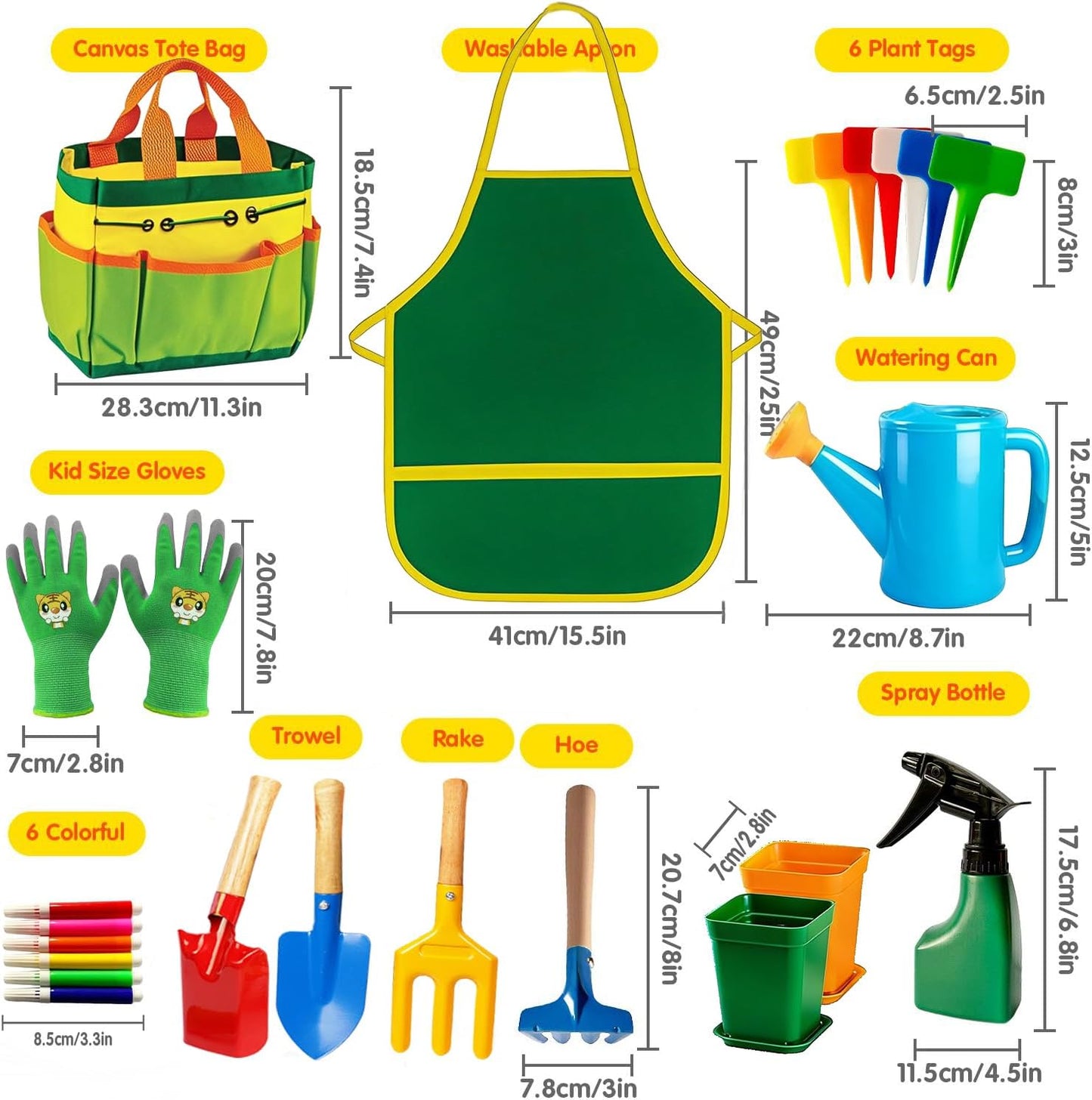 Kids Gardening Tools, Toddler Gardening Set for Kids Includes Rake, Sh