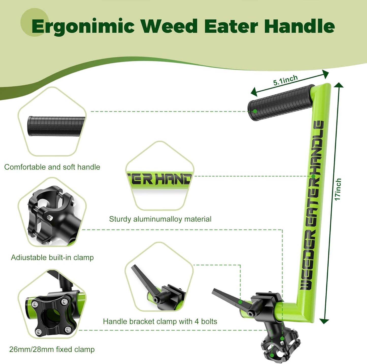 Upgraded Weed Eater Handle, Ergonomic String Trimmer Handle with Adjus