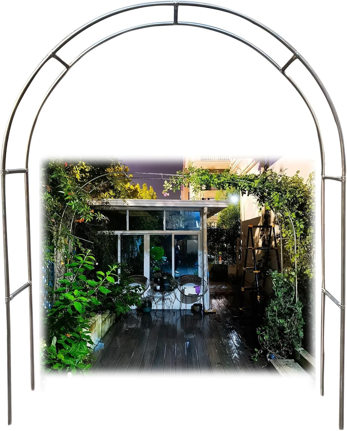 Heavy Duty Stainless Steel Garden Arbor Archway for Climbing Roses & Plants, Outdoor Trellis Pergola Support, Durable 3x2.4m (9.8x7.9ft) Garden Feature