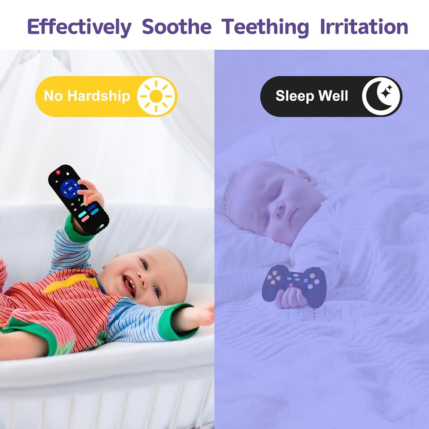Hooku 2 Pack Silicone Teething Toys for Babies 0-6 Months, Teethers fo