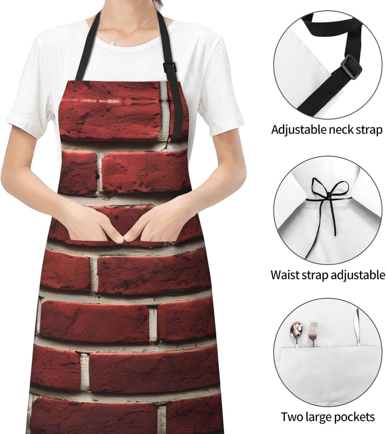 Brick Red Stone print Waterproof chef's apron with pocket apron for ki