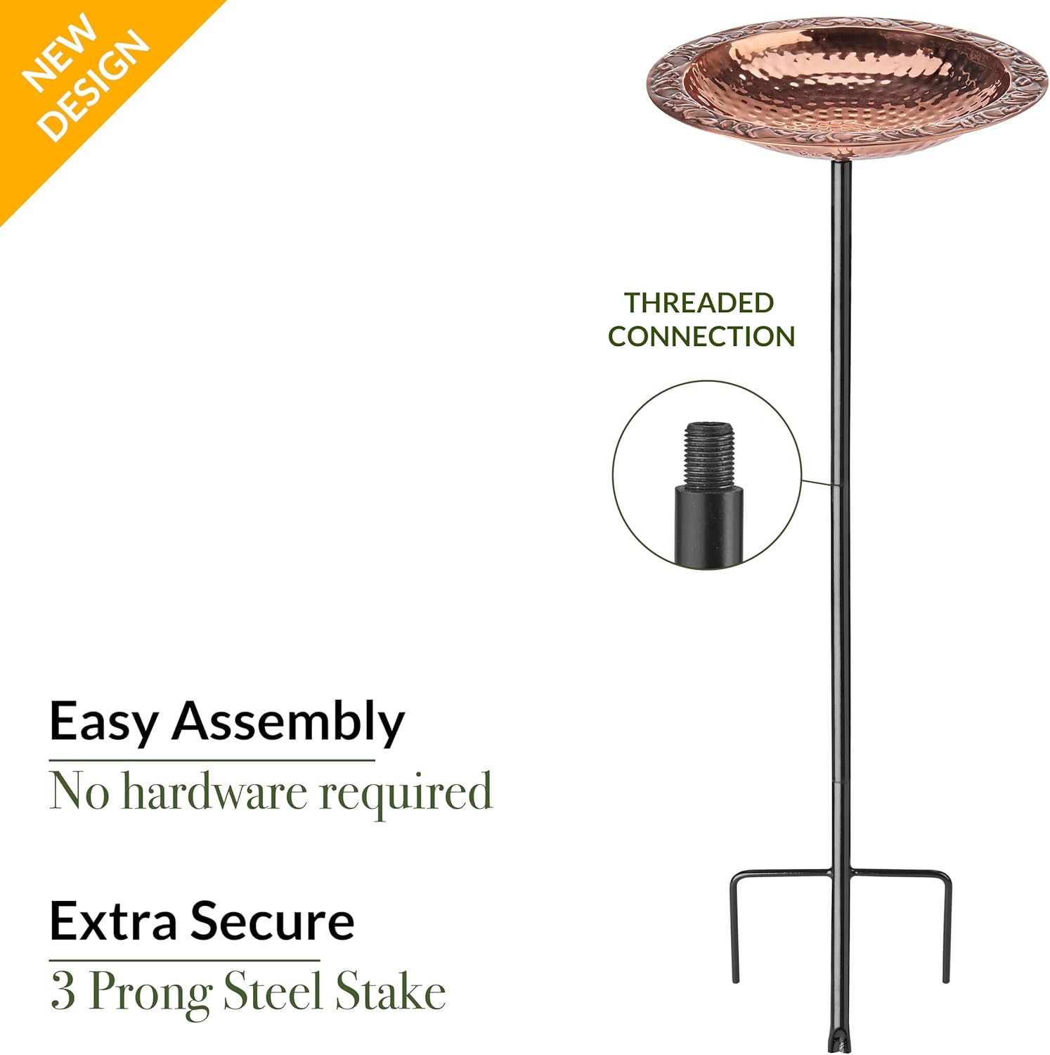 Good Directions Polished Copper Bird Bath with Fountain on Garden Pole