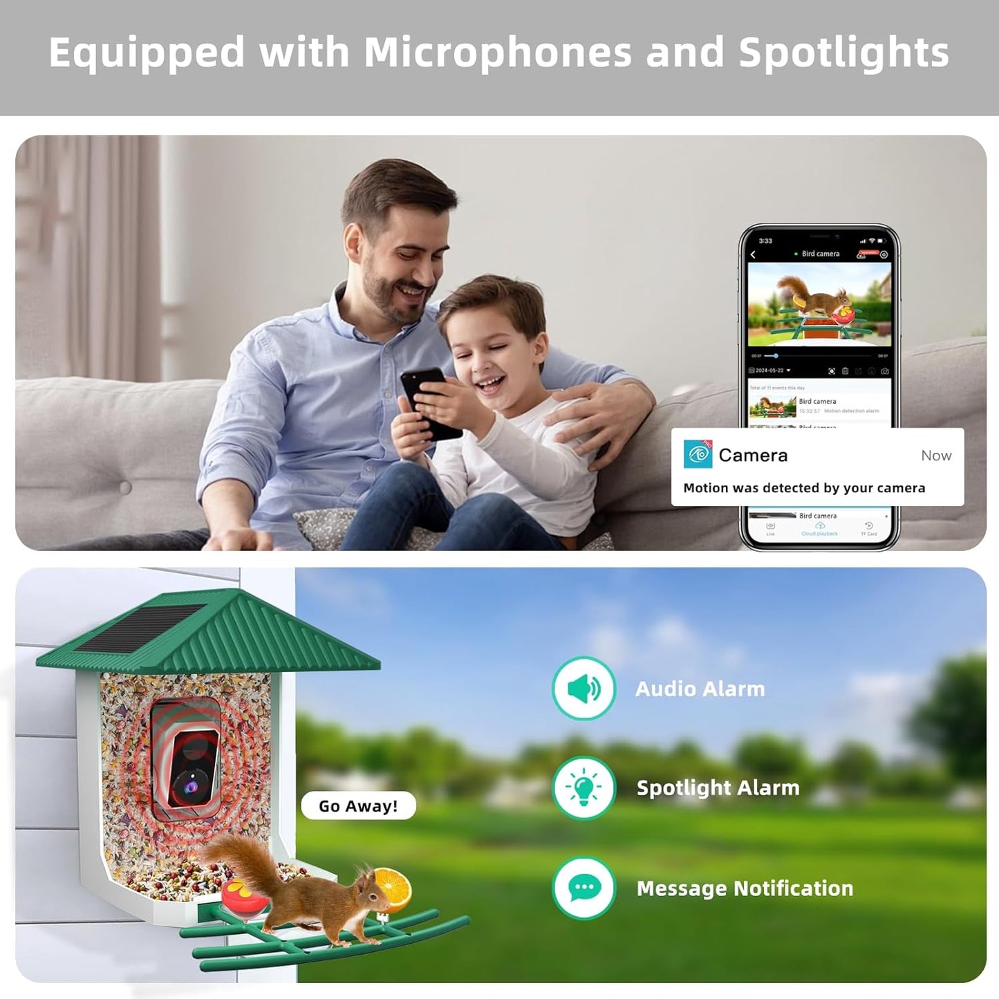 Uniter® 2.5K Smart Bird Feeder with Camera, 5G &2.4G Wifi, Solar Video