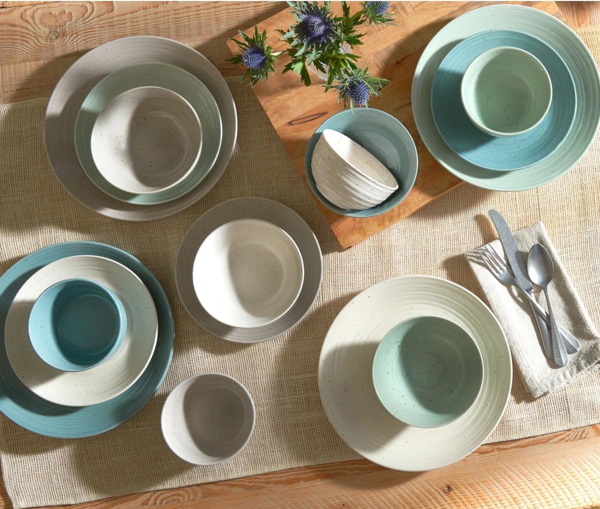 Sango Siterra Artist's Blend 16-Piece Stoneware Dinnerware Set for 4, 