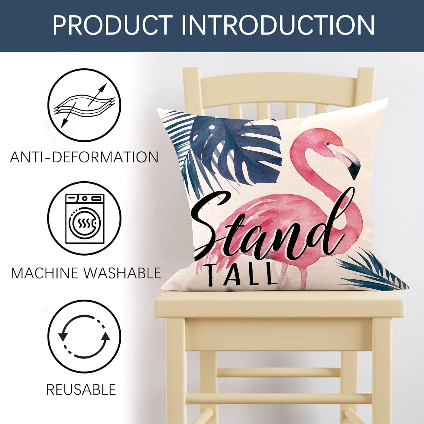 Flamingo Tropical Decorative Throw Pillow Covers 20 x 20 Set of 4, Hawaii Monstera Palm Leaves Stand Tall Porch Outdoor Home Decor, Let's Get Flocked Up Plant Couch Cushion Case
