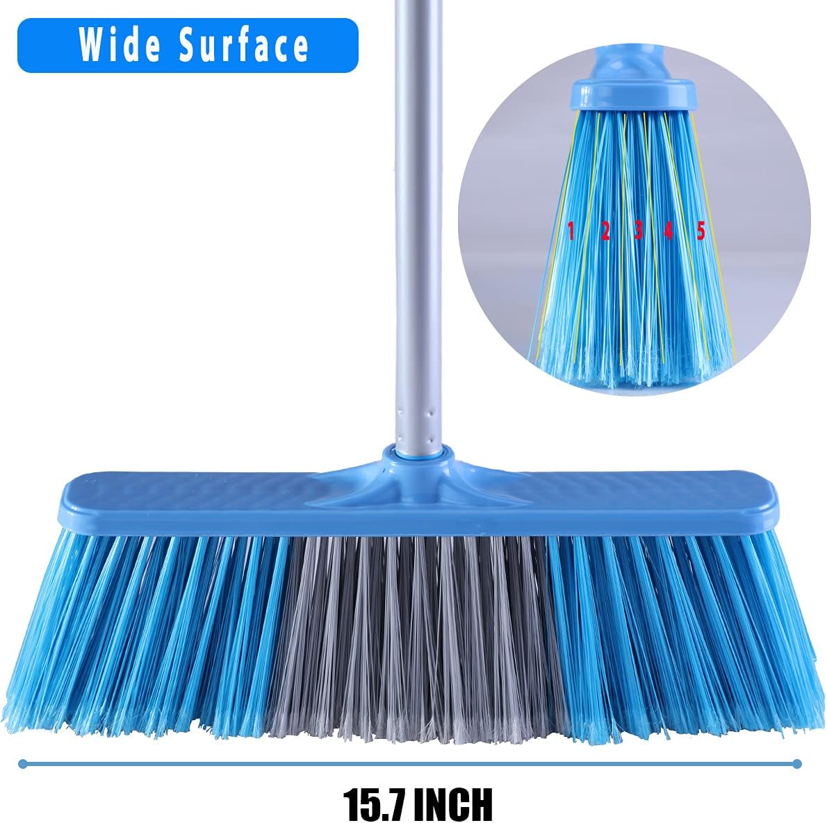 YONILL Indoor Outdoor Broom with Long Handle, 53" Angle Brooms for Flo