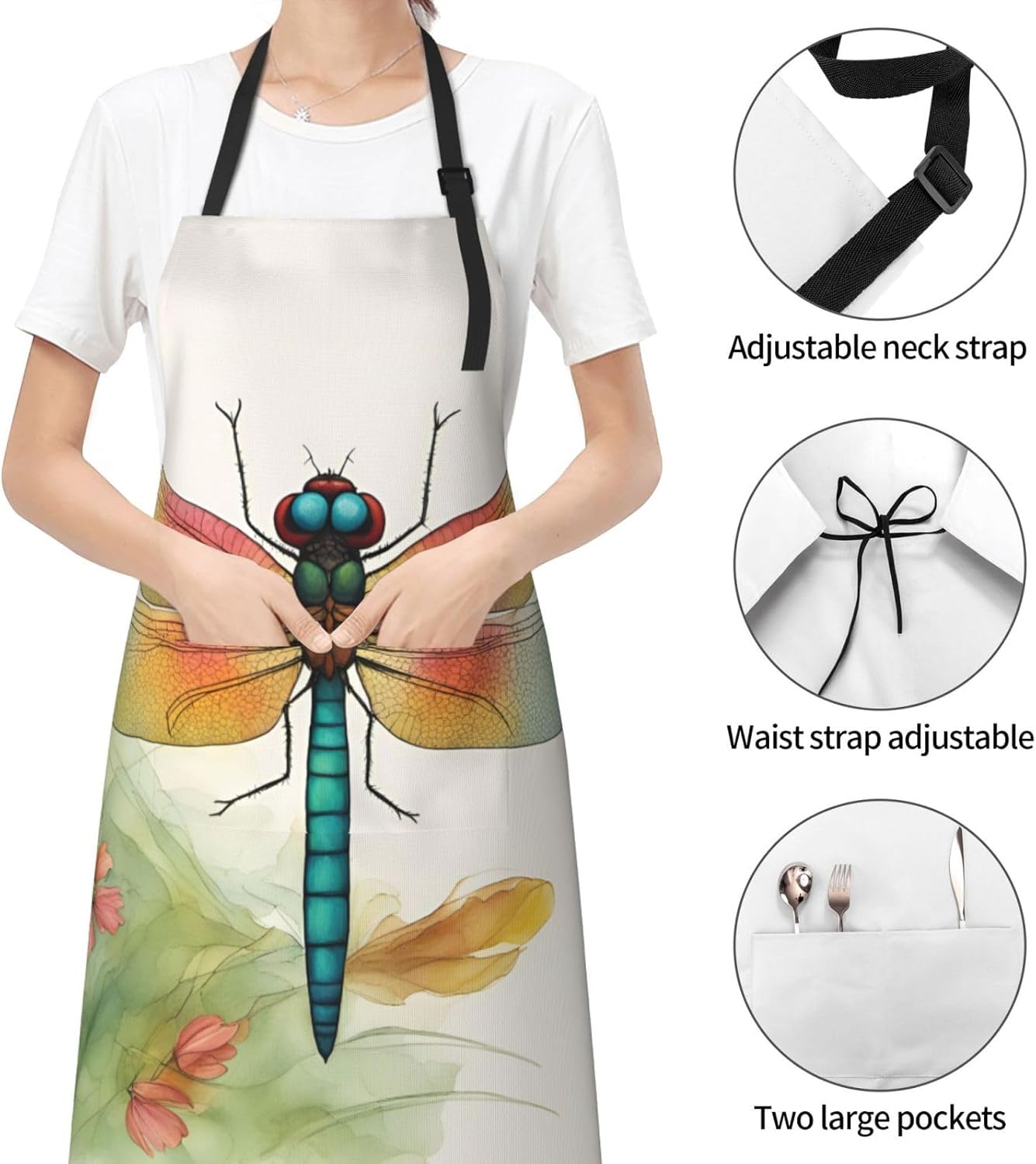 Colorful Dragonfly 1 print Waterproof chef's apron with pocket apron f