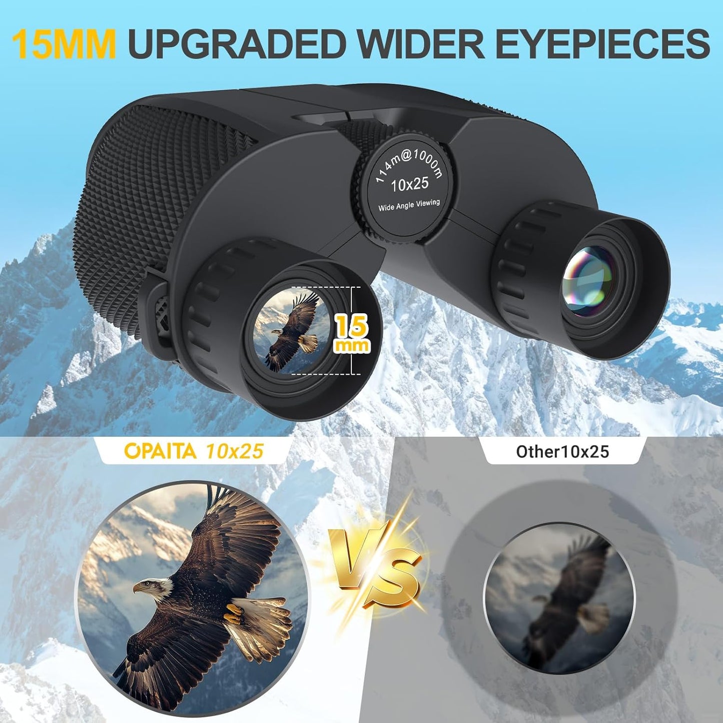 10x25 Compact Binoculars for Adults Kids - Small Binoculars for Birdwatching - High Power Easy Focus Waterproof Lightweight Binocular for Hunting Travel Concert