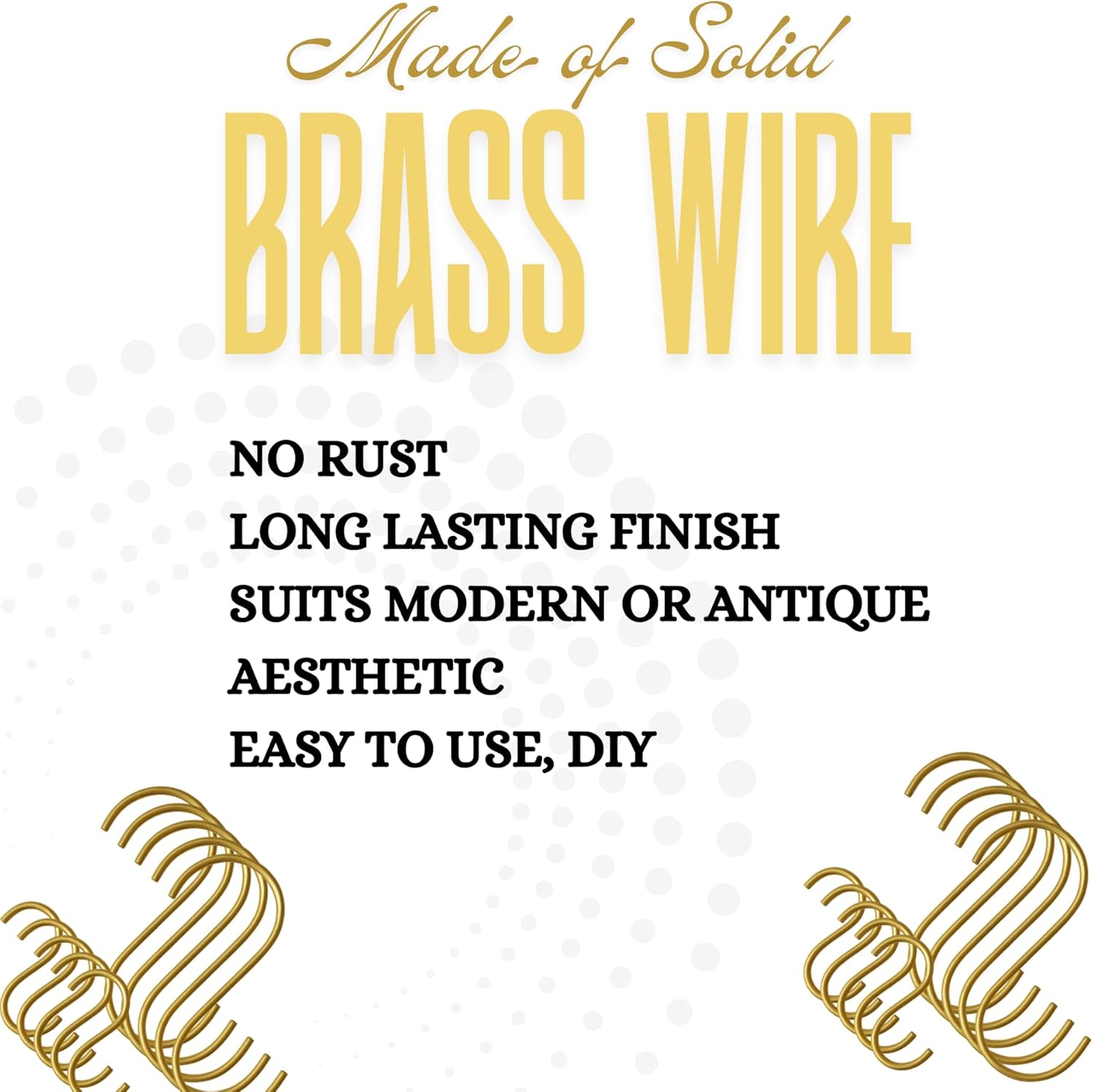 Brass S Hooks – Hanging Hooks for Kitchen, Bathroom, Garden & Closet O