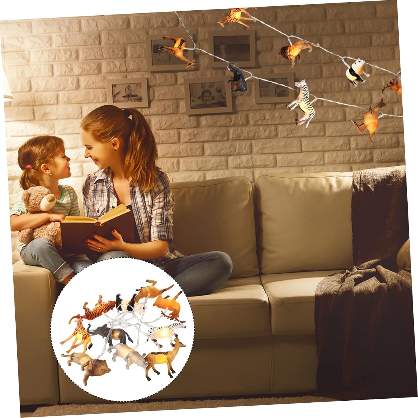 Led Animal String Lights 59In Indoor Fairy Light Decor for Kids Room Garden Party Ambience No Battery Needed