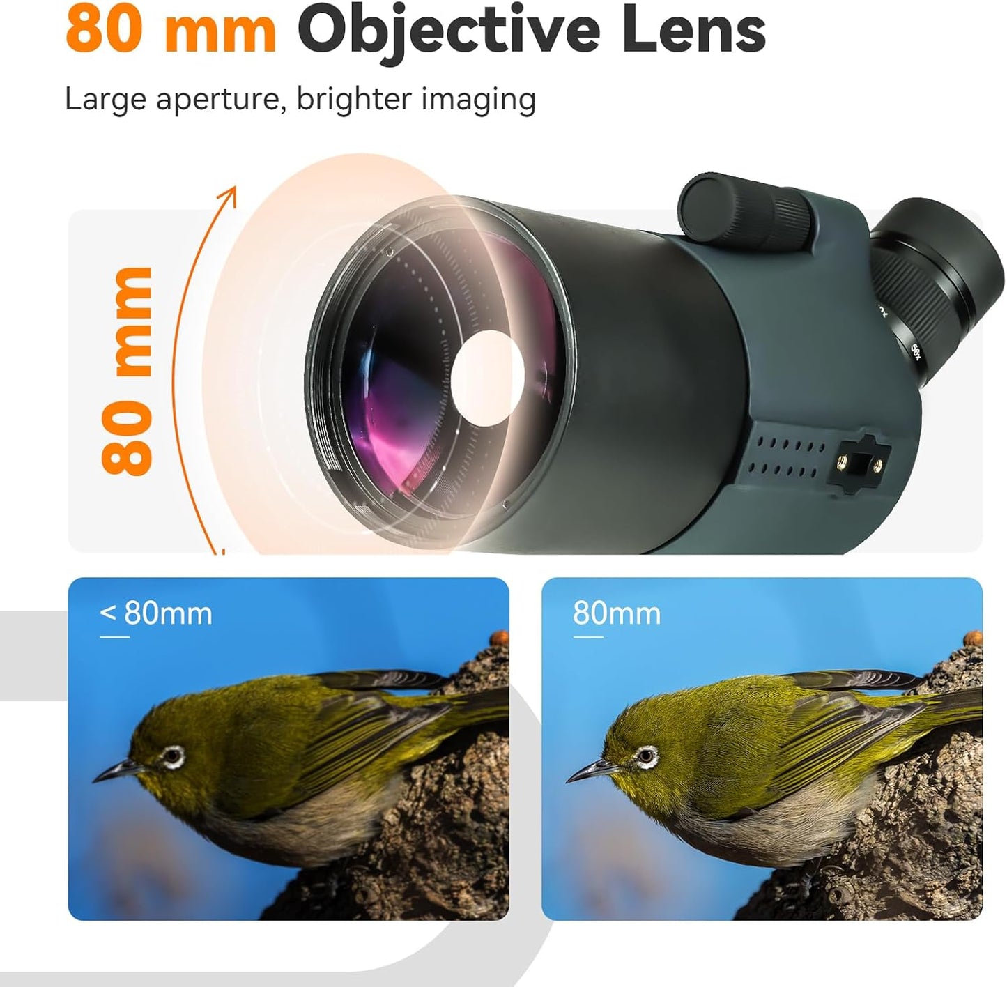 SVBONY SV41Pro 80mm Mak Spotting Scope, Compact Spotter Scope, 28-84X Zoom Eyepiece, 1.8kg Lightweight, Spotting Scopes for Target Shooting, Bird Watching, for Both Terrestrial and Astronomical Use