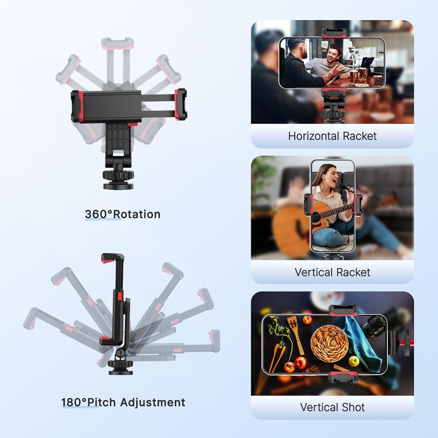 ULANZI Universal Phone Tripod Mount with Cold Shoe Mount, Rotates and Adjustable Clamp Holder Smartphone Clip Adapter for iPhone 11 Pro Max X XR Xs Max 8 7 Plus Samsung Galaxy s10 s9 Note10 Google