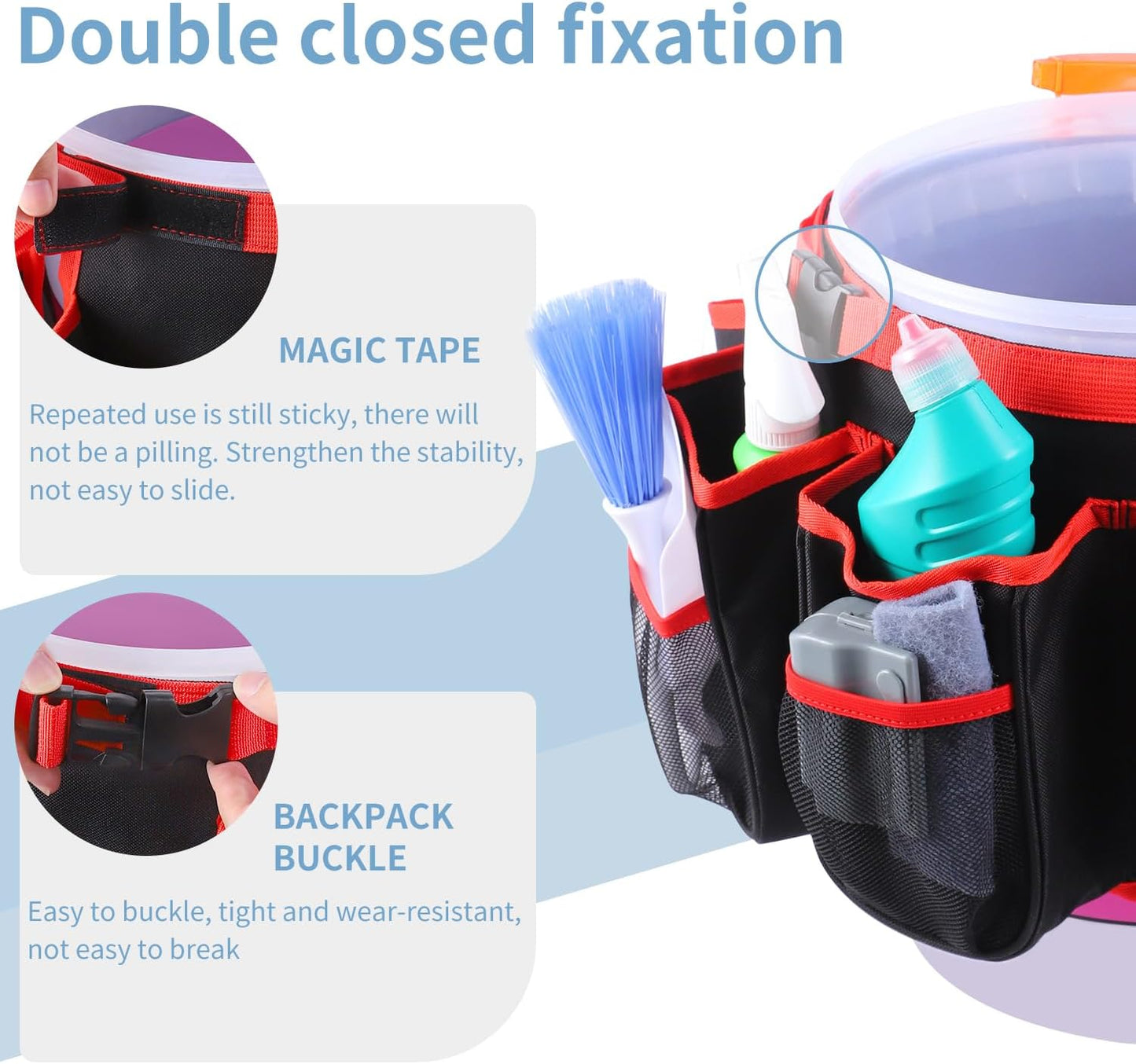 Bucket Cleaning Tool Organizer,Wash Tool Caddy 5-Gallon Organizer,5 Gallon Bucket Holder Cleaning Supplies for Housekeeping
