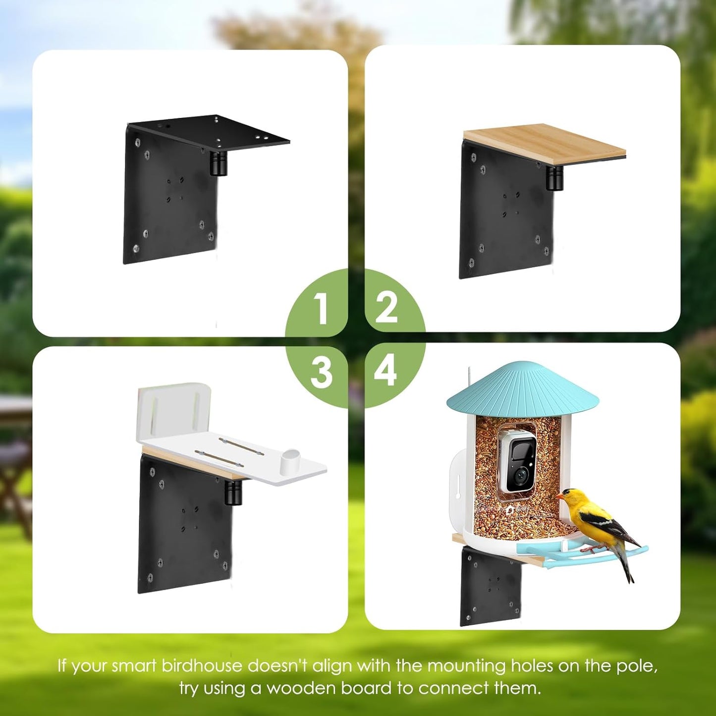 Bird Feeder Pole for Outdoor, 1 Pack 109 Inch Bird House Pole for Outside Heavy Duty, Adjustable Feeder Stand for Smart Wild Birds Watching