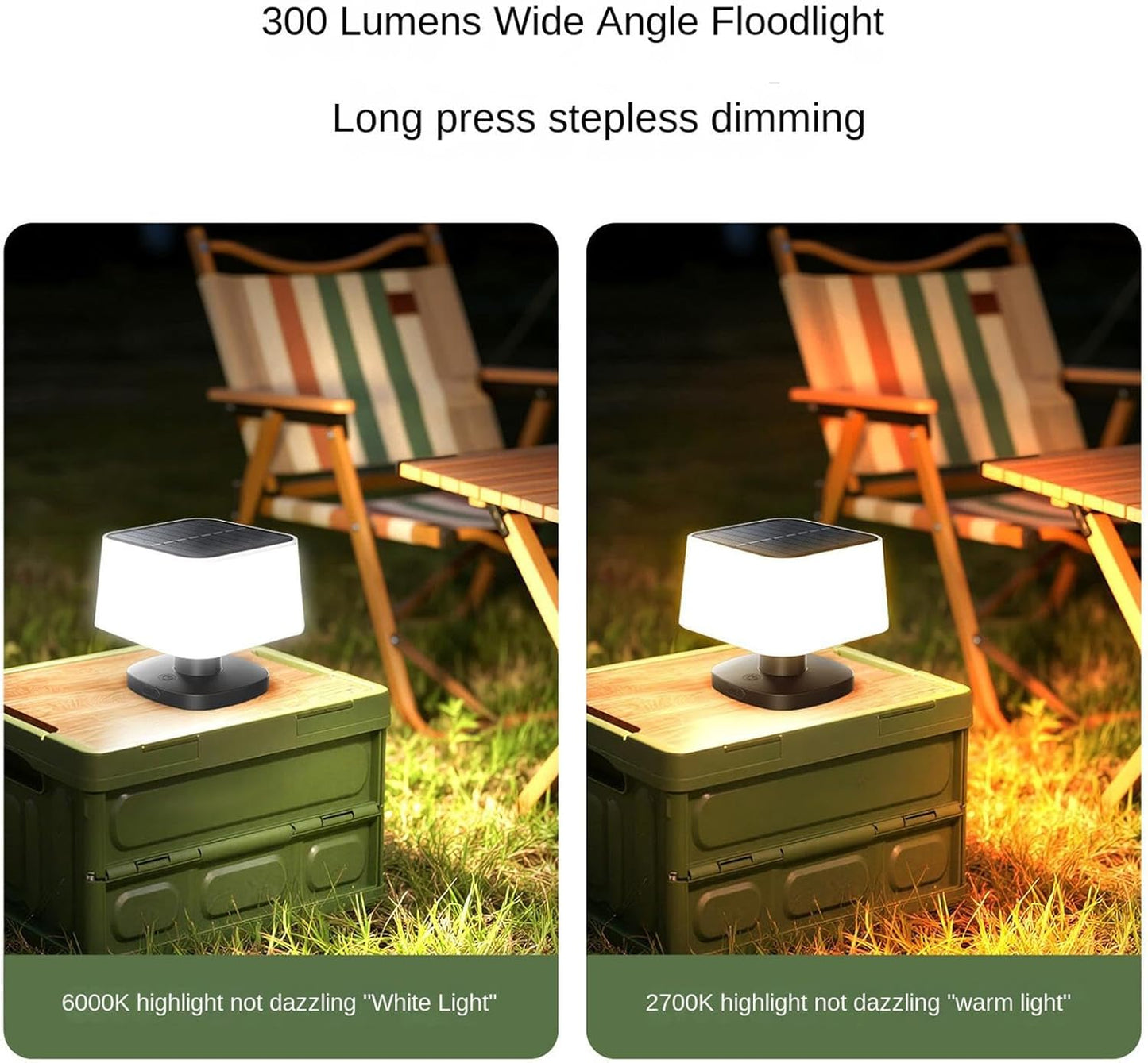 Solar Table Lights Outdoor, Rechargeable LED Desk Lamp with 3 Brightness Levels — Perfect for Patio, Garden, Lawn, Balcony, Porch & Camping